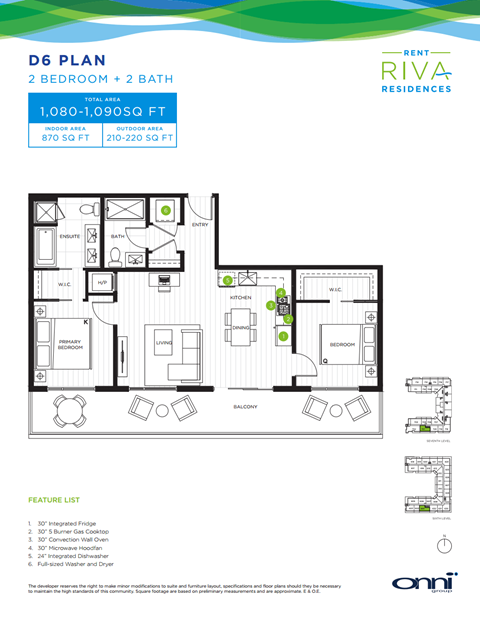 Floor plan for 2 beds, 2 baths, 870 sqft